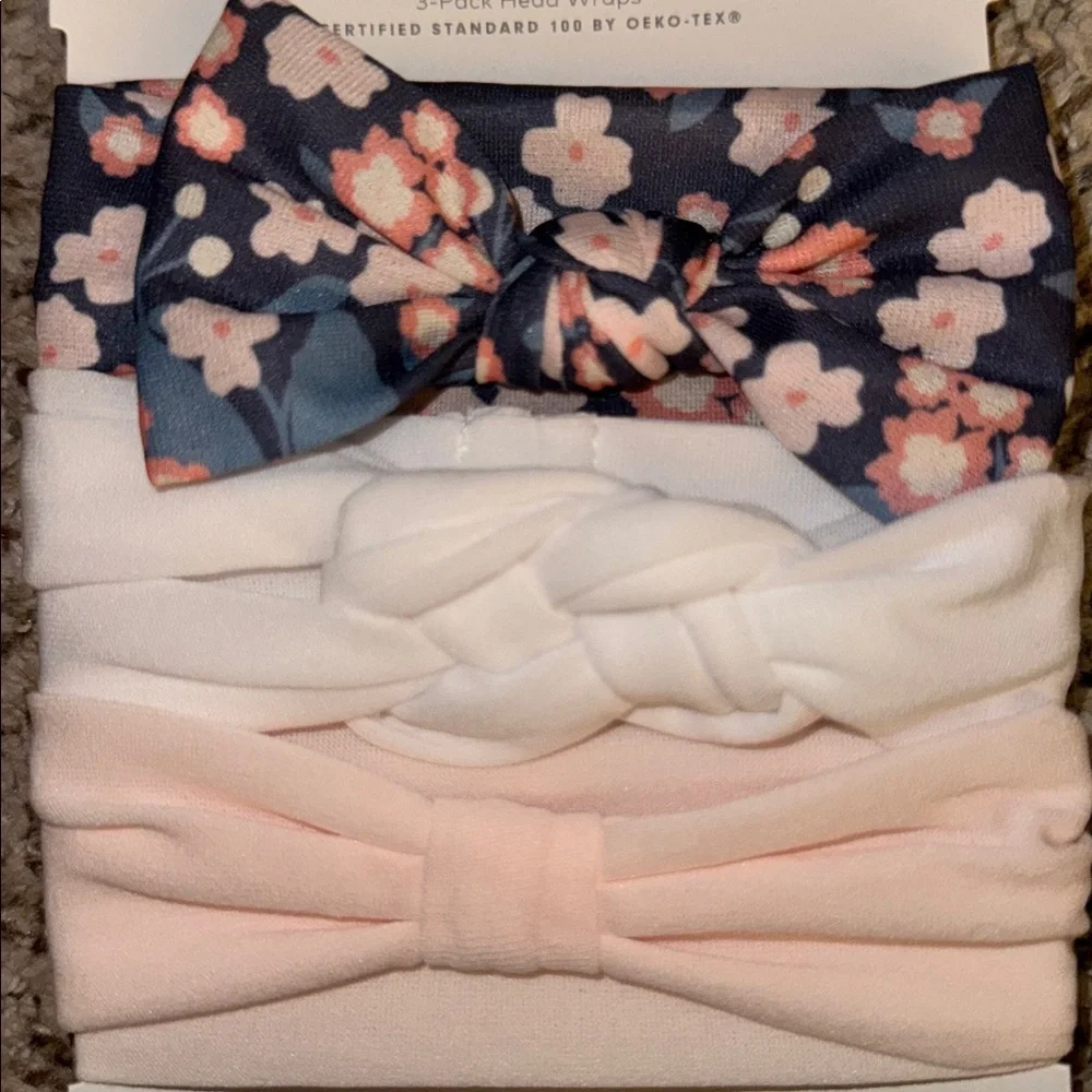 Cloud Island Floral and Solid Head Wraps - 3 Pack